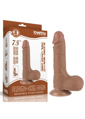 Реалистичный фалоимитатор, 7.5'' Sliding Skin Dual Layer Dong Brown, 19,5 см